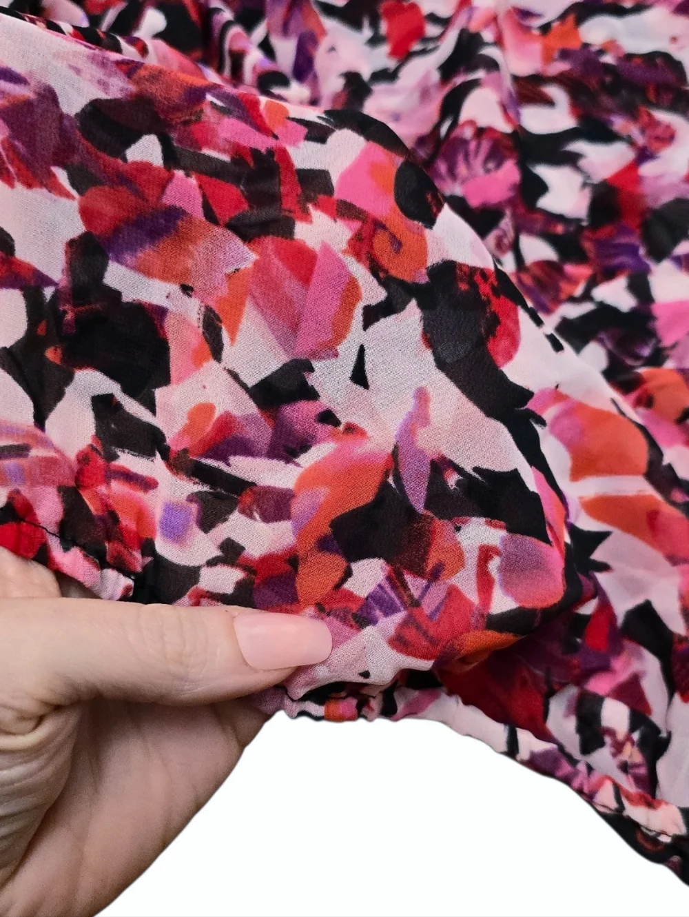 NWT Jennifer Lopez JLO Abstract Floral Sheer Blouse 0X Top Boho Flowy Sleeves - Picture 5 of 8